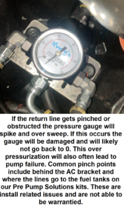 Fuel pressure gauge over pressurization